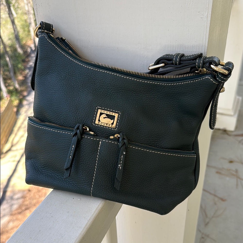 Dooney & Bourke Green Pebble Leather Shoulder Bag